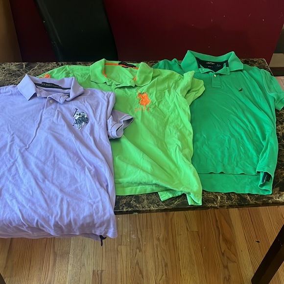 Men’s L polos U.S. Polo Assn. Large bundle lot of 3 purple green golf shirts - Picture 2 of 6